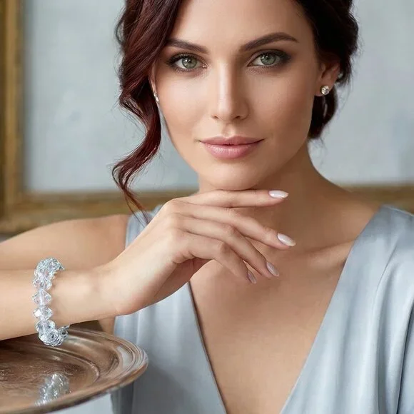 Glass Crystal Bicone Beaded Bracelet - Picture 3 of 5